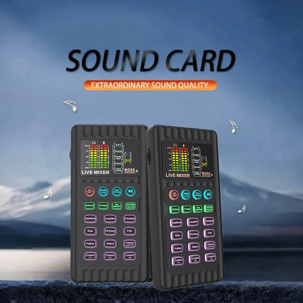🎤 Portable Live Sound Card & Voice Changer | Multi-Functional Audio Mixer for Streaming, Gaming & Recording