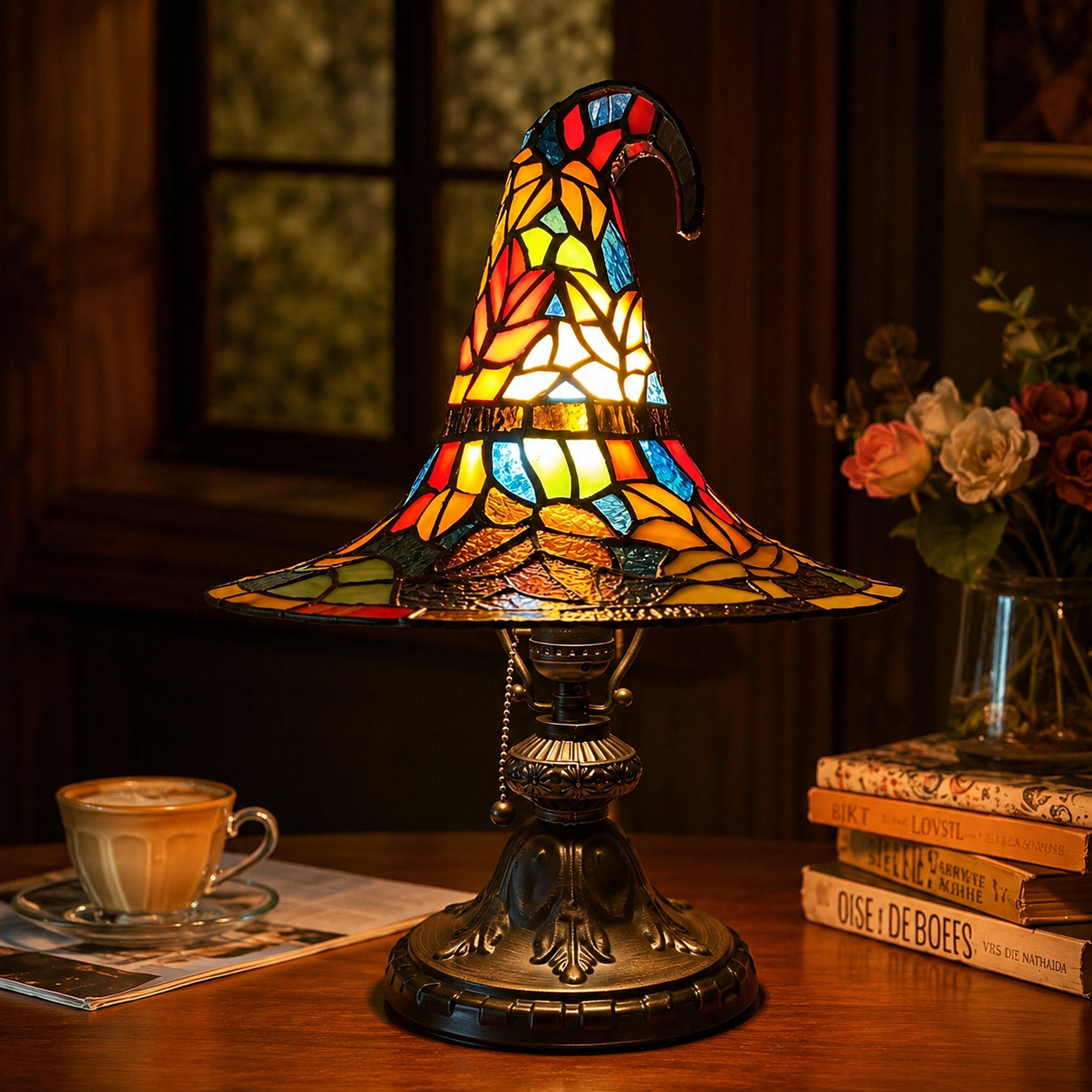 🎃55% OFF Hot Sale✨Viral Stained Glass Witch Hat Lamp| Halloween Home Decor 2026🎁