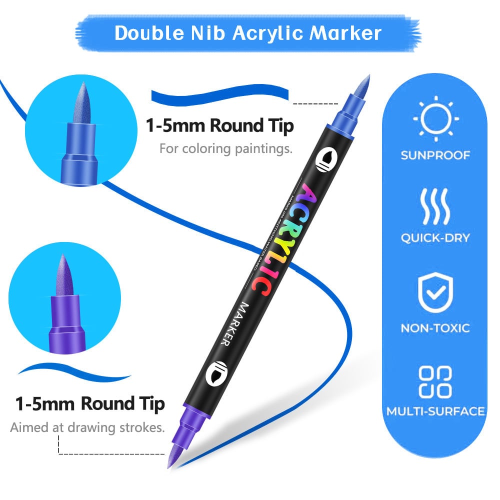 🔥Last Day Promotion-52% OFF - Dual Tip Acrylic Paint Pen Marker🖊️✏️🎨