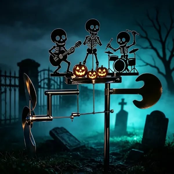 🔥HOT SALE 49% OFF💀🎃Halloween Skeleton Metal Drummer Kinetic Wind Spinner-✈️ (Free Delivery Fee)