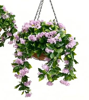 🌸 Artificial Hanging Flowers | Crepe Myrtle Basket Set for Outdoor Decor
