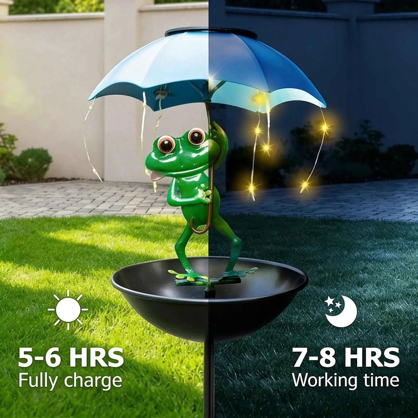 🐸 Solar Frog Statue | Waterproof Garden Light & Feeder