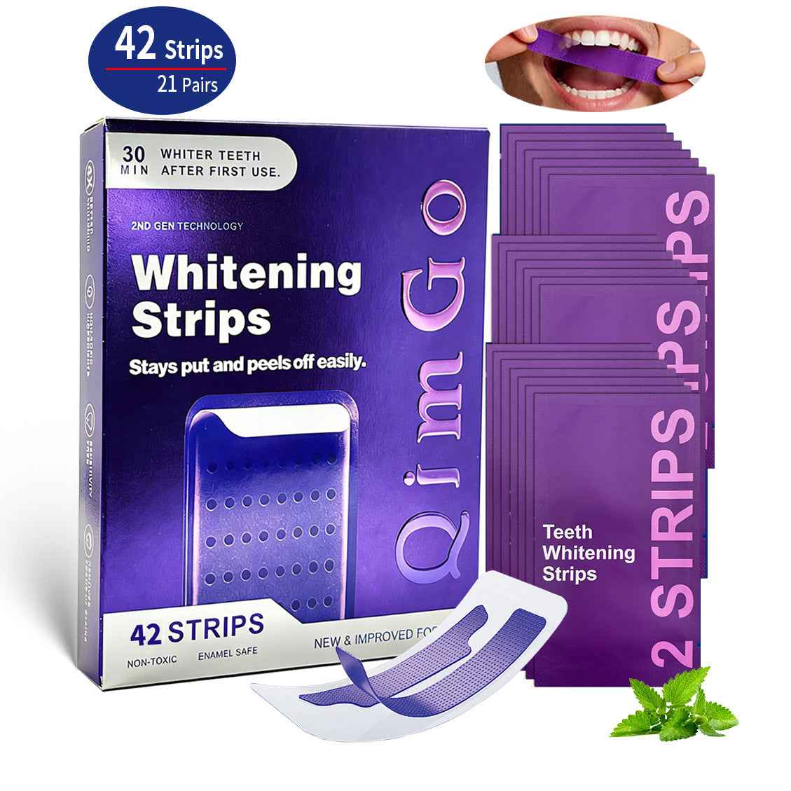 ✨ Teeth Whitening Strips | Peroxide-Free & Gentle Formula