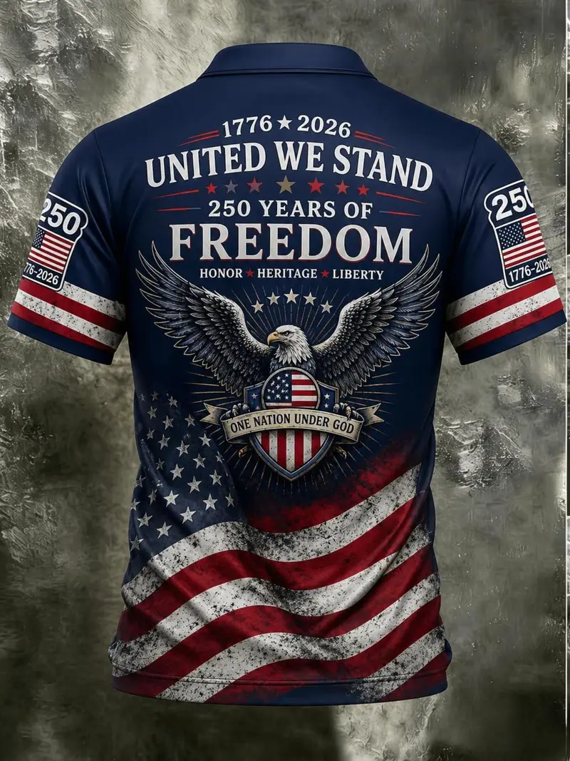 Men’s Patriotic American Flag Polo Shirt – 250th Anniversary Edition (1776–2026) 🇺🇸