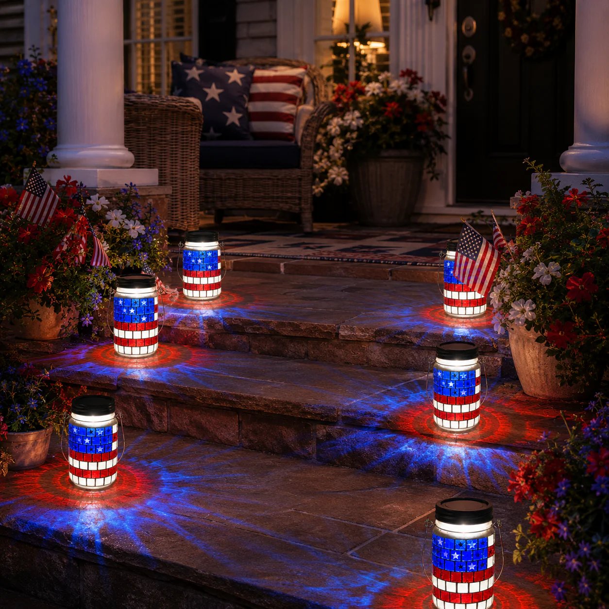 🎆 4th of July Solar Patriotic Mason Jar Lantern🏮