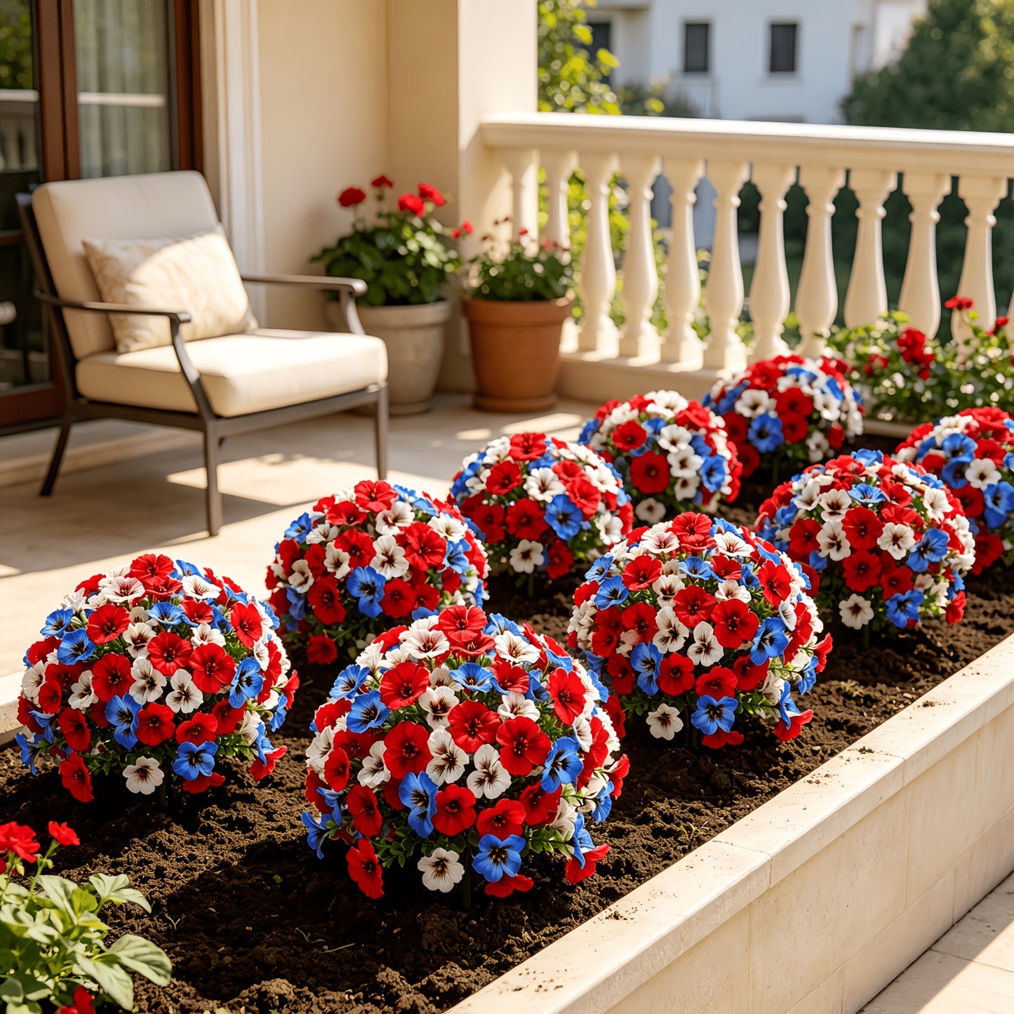 ✨ Red White Blue Decorative Artificial Flowers