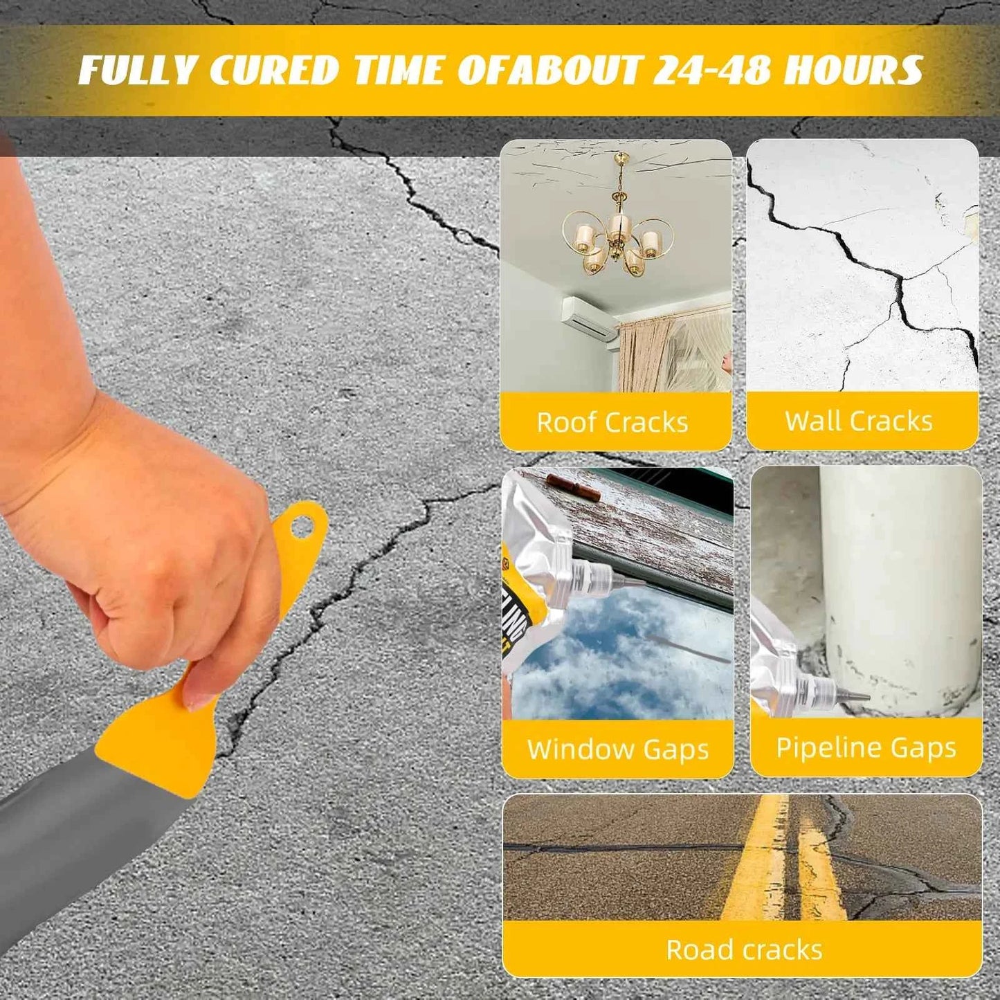🛠️ Concrete Crack Filler & Sealant | Quick-Dry Waterproof Repair