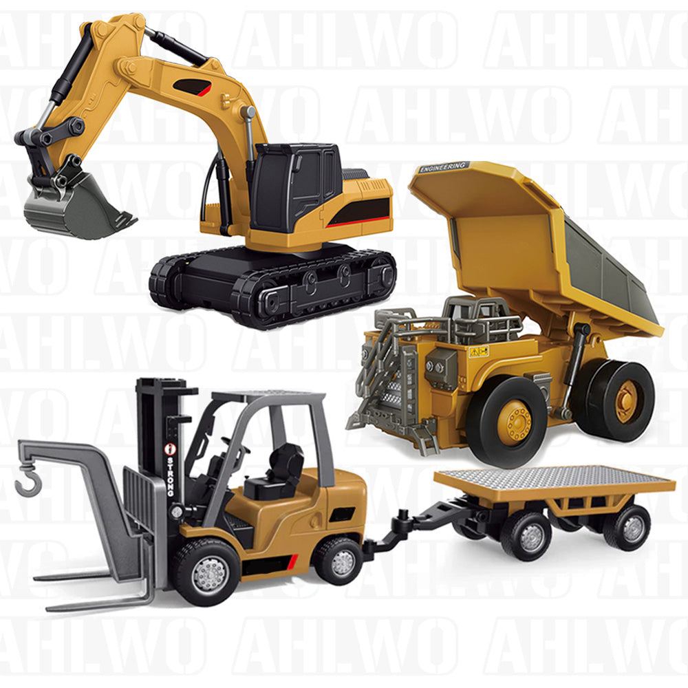 Mini RC Excavator, Dump Truck & Forklift Toy Set