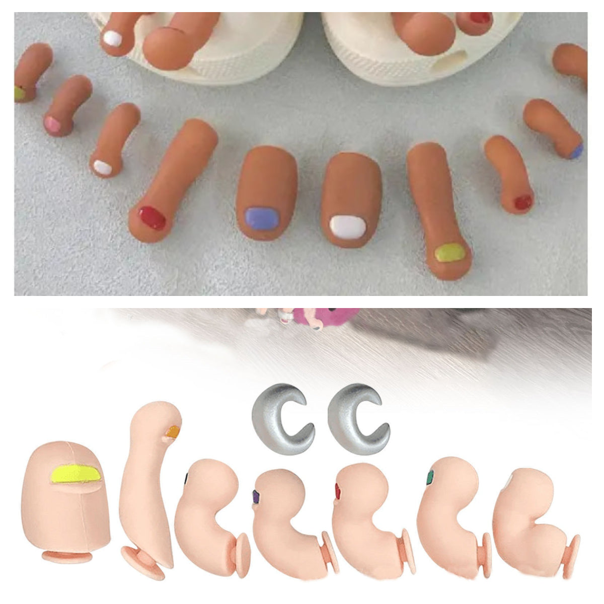🎁Buy 1 Get 1 Free🎁| 🫧Novelty Cartoon Toes Design Crocs Shoe Decoration👣