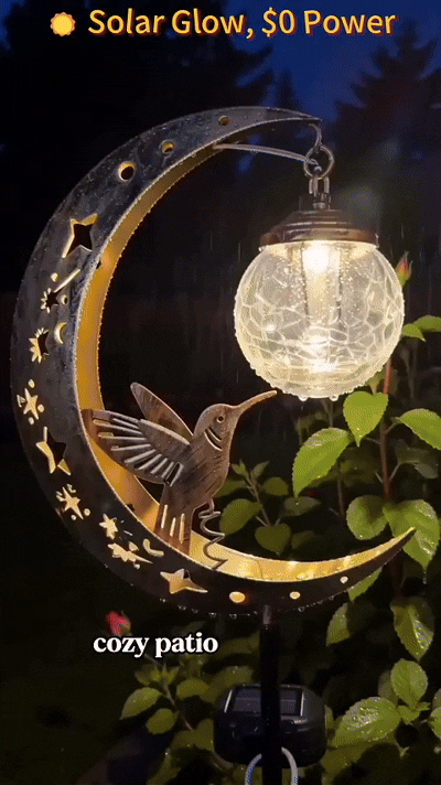 🔥 HOT SALE 50% OFF – Solar Hummingbird Moon Garden Light – Decorative Outdoor Stake Lantern🌙
