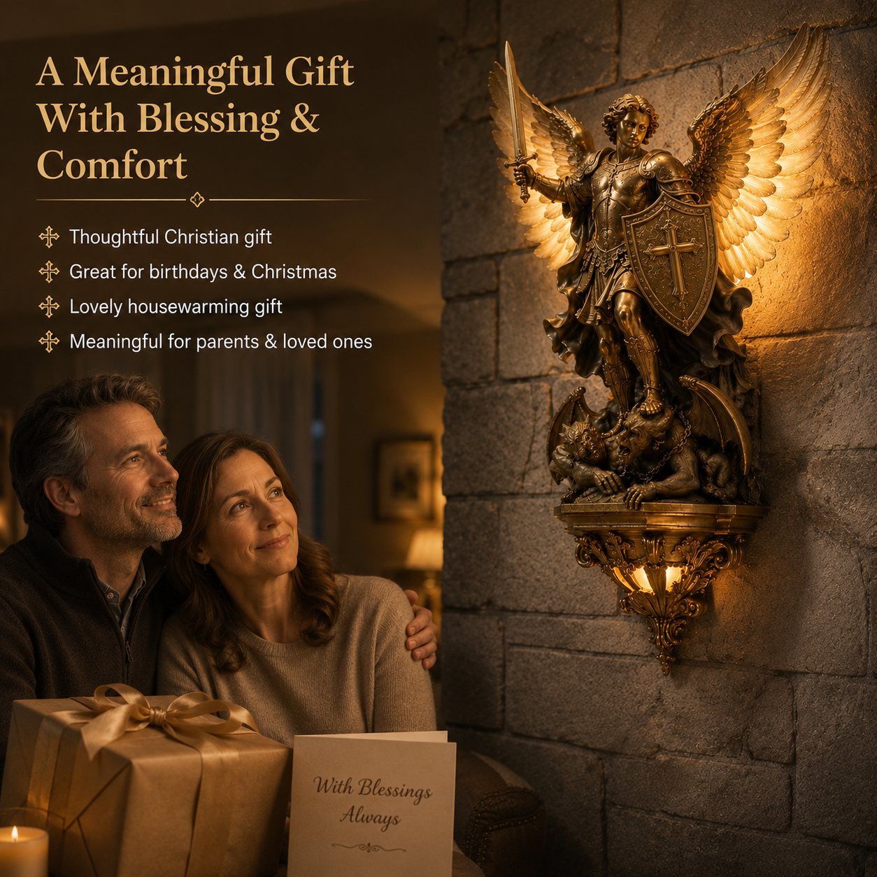 🔥 Divine Archangel Wall Light | A Symbol of Protection & Faith