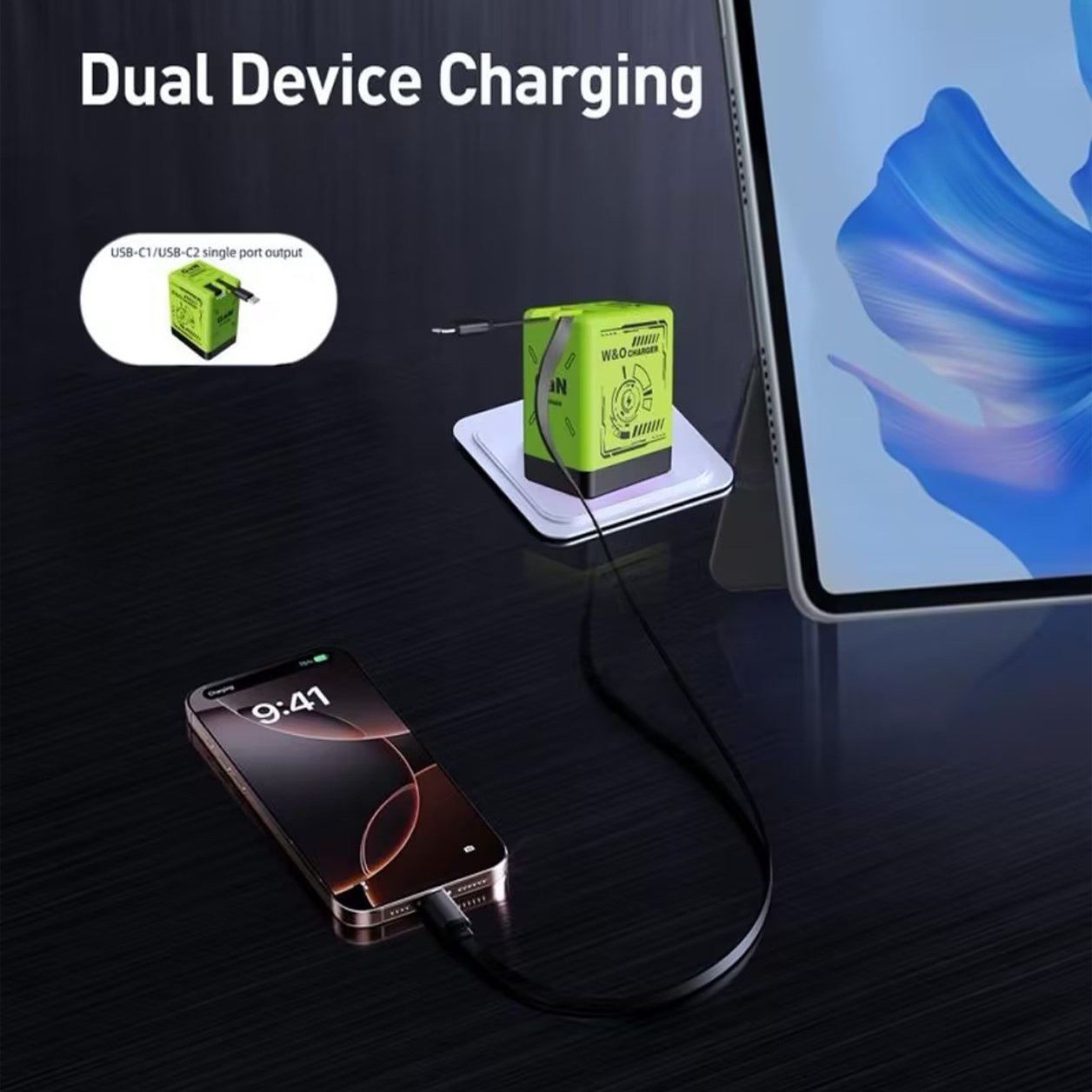 š„W&O 2-in-1 GaN Compatible with Fast Charger