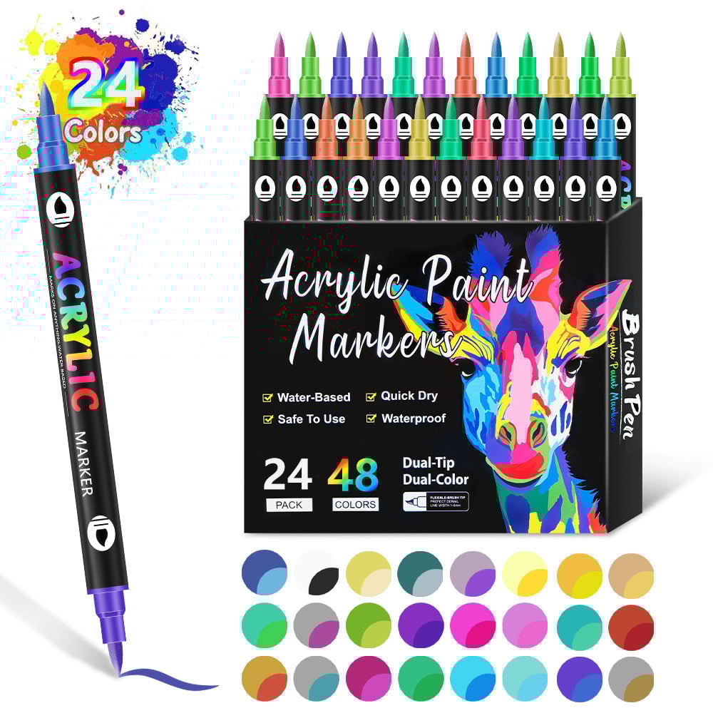 🔥Last Day Promotion-52% OFF - Dual Tip Acrylic Paint Pen Marker🖊️✏️🎨
