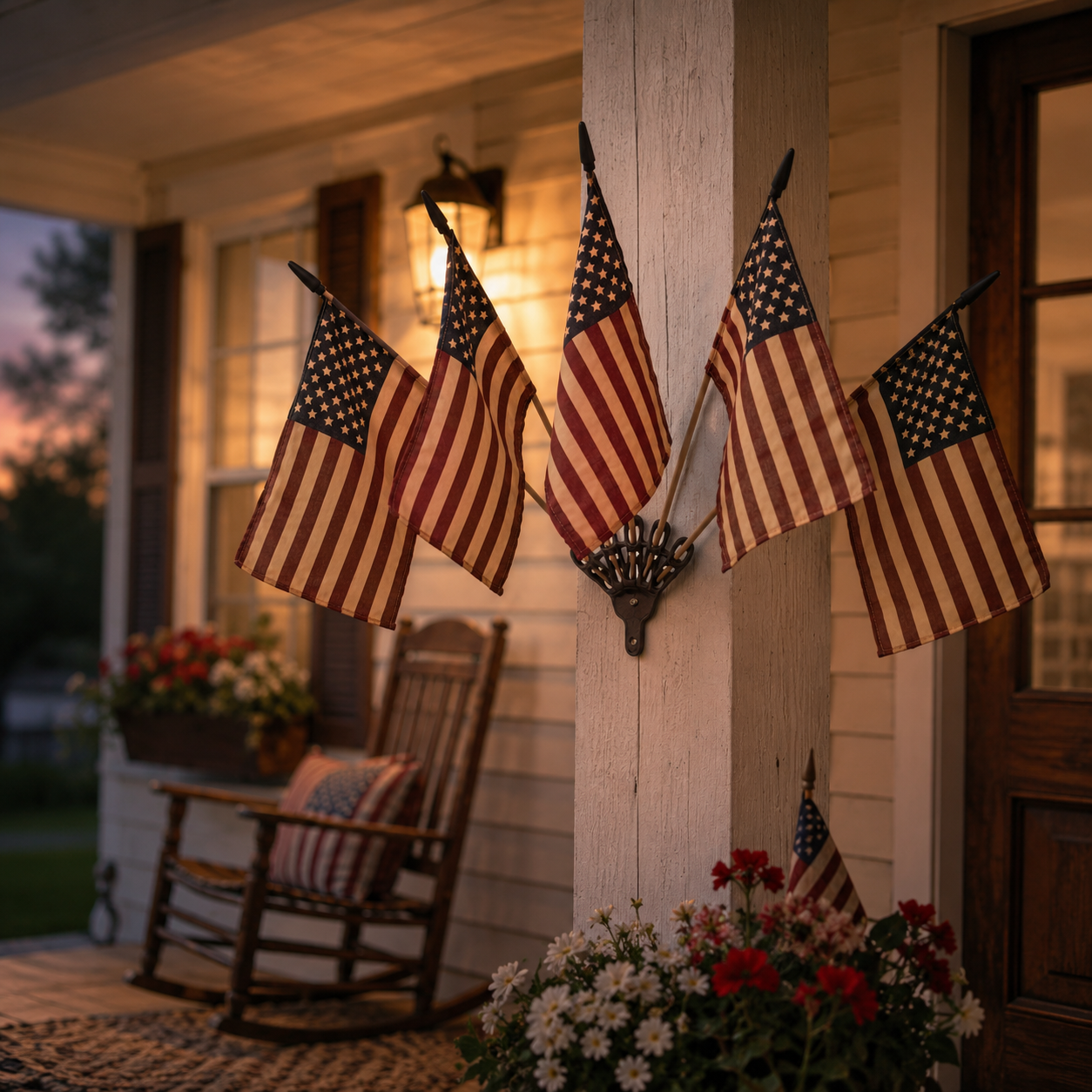 ⏳50% OFF🇺🇸 Rustic Cast Iron 5 Tea-Stained American Flag Wall Display✨