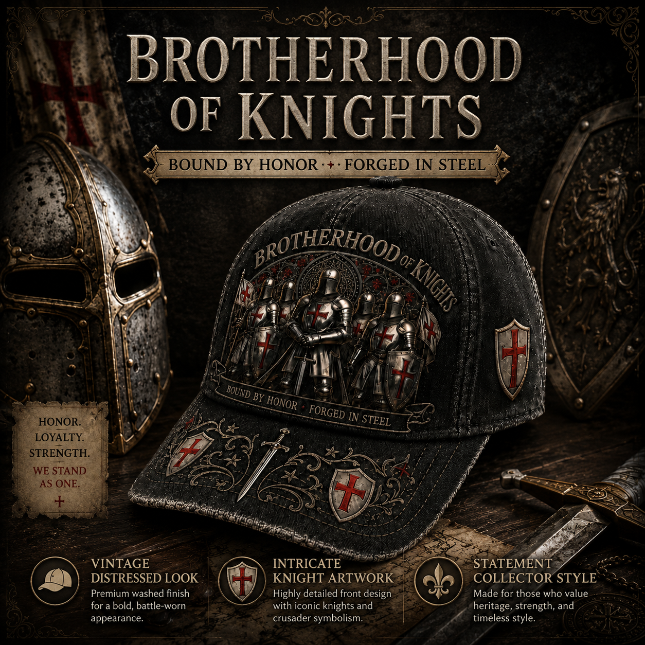 🛡️⚔️ Today Only 49% OFF✨ Brotherhood Of Knights Honor Cap | Classic Tactical Style for Everyday Wear