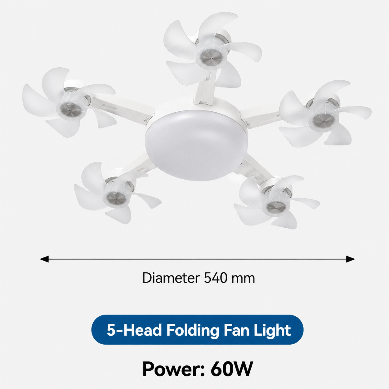 💥SAVE 33%💡 2-in-1 E27 4-Head Folding Ceiling Fan Light, Adjustable LED Fan Lamp With Remote Control For Bedroom Kitchen