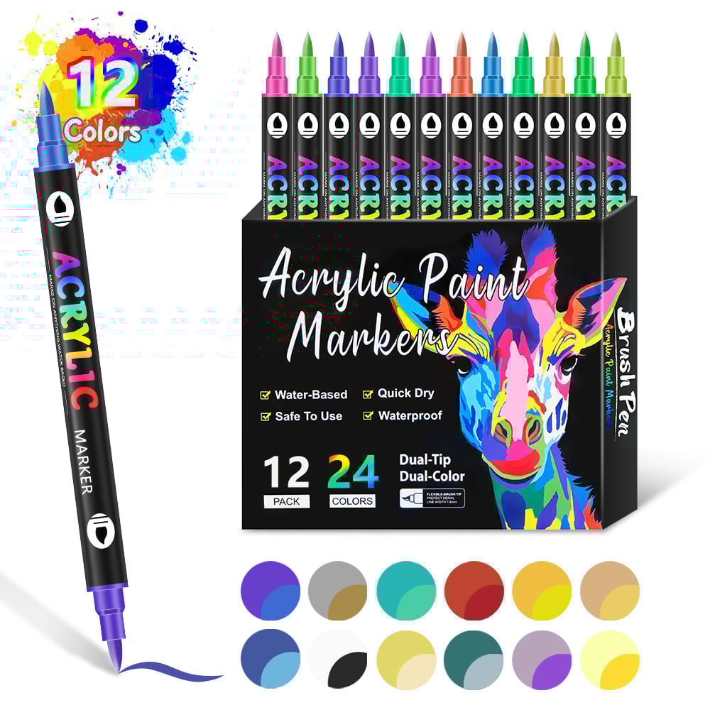 🔥Last Day Promotion-52% OFF - Dual Tip Acrylic Paint Pen Marker🖊️✏️🎨