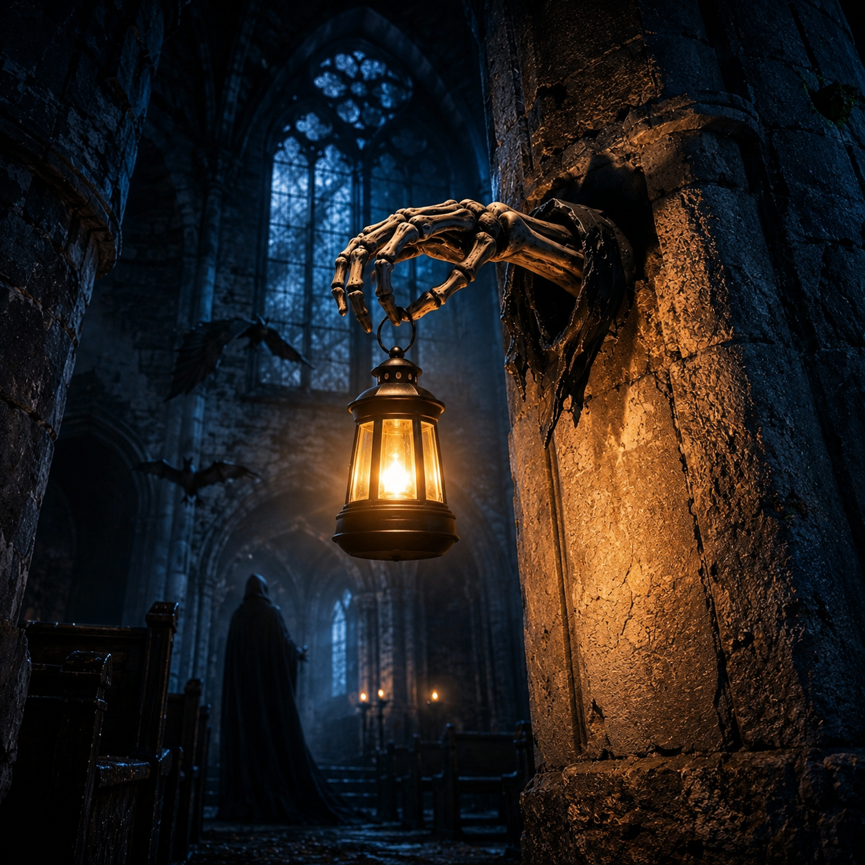 🔥🕯️Light Up The Dark Side-Skeleton Hand Wall Lantern💀🖤