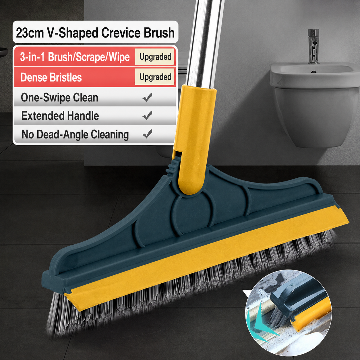 2-in-1 Floor Brush – Deep Cleaning for Corners & Joints