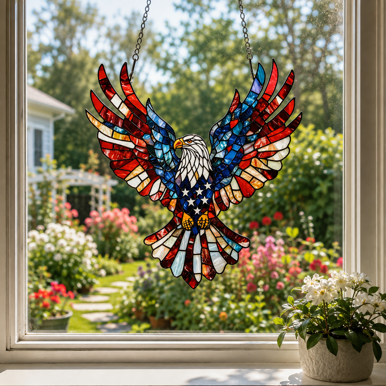 💝250th Anniversary Gift🎁Charm Patriotic Hummingbird - Acrylic Window Hanging Suncatcher🐦
