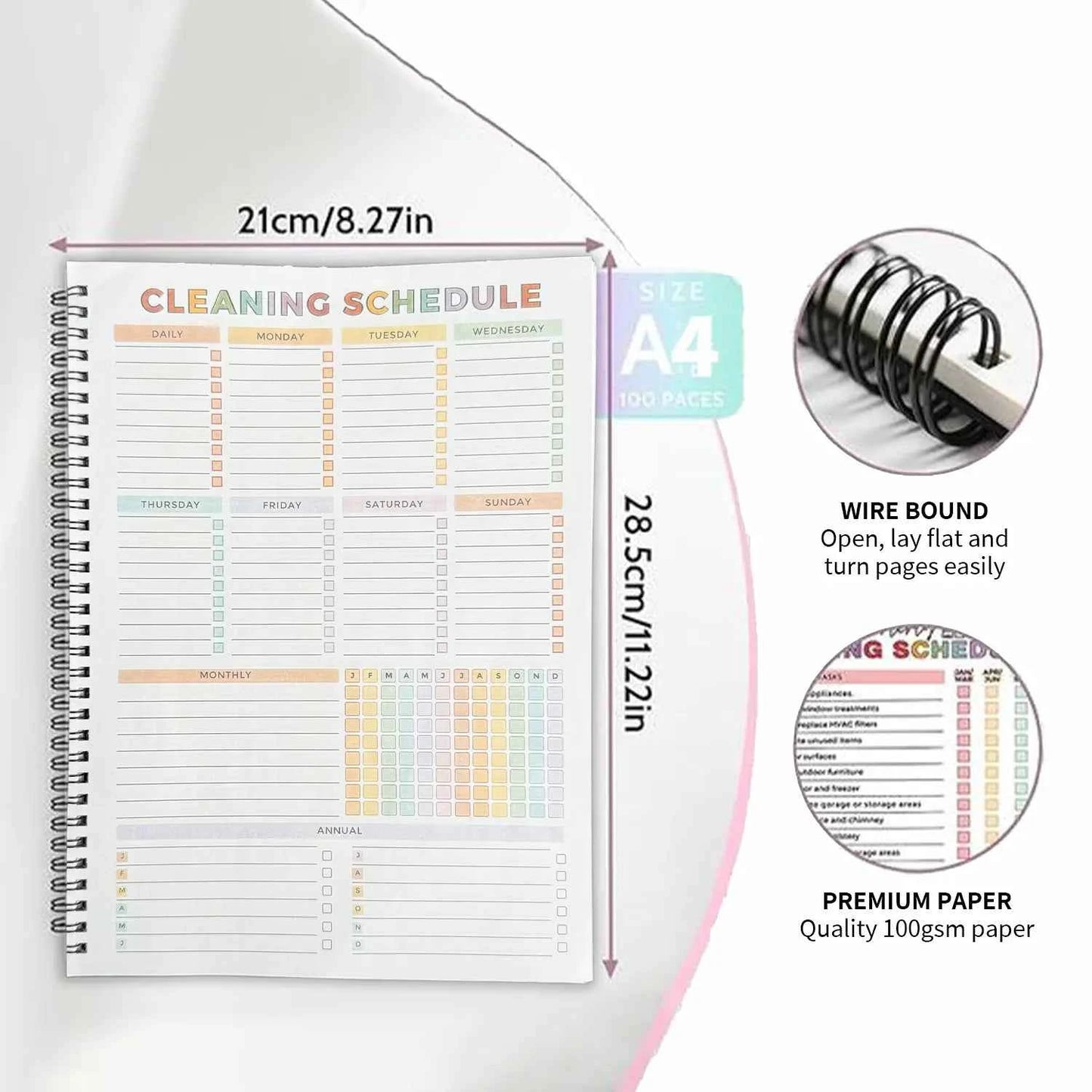 📒 A4 Daily Planner Notebook | Schedule & Focus Checklist
