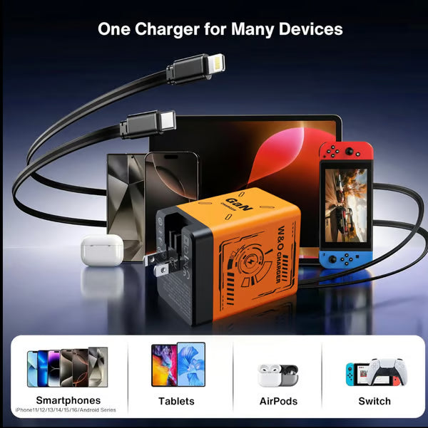 š„W&O 2-in-1 GaN Compatible with Fast Charger