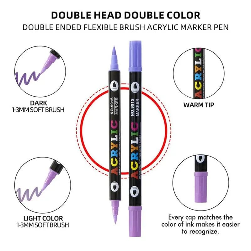 🔥Last Day Promotion-52% OFF - Dual Tip Acrylic Paint Pen Marker🖊️✏️🎨