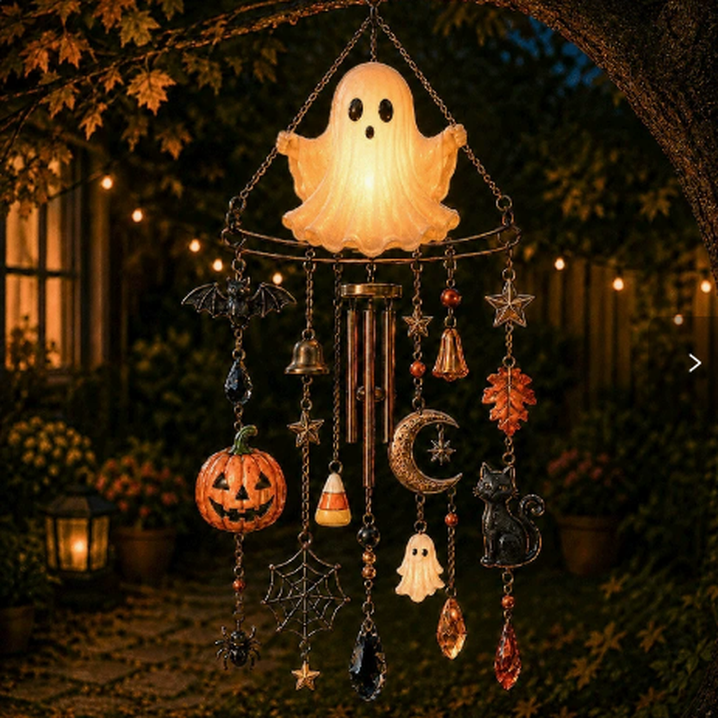 🎃 Halloween Hummingbird Wind Chime | Crystal Garden Hanging Decor