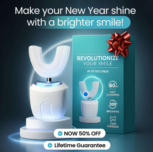 ✨LAST DAY UP 50% OFF✨FDA-Cleared U-Shaped Ultrasonic Cleaner w/ Blue Light (Dentist-Approved!)
