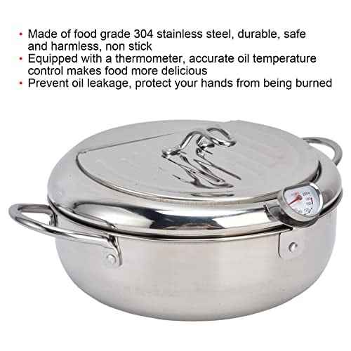 🔥Stainless Steel Frying Pot with Thermometer and Oil Drip Drainer Rack🎉