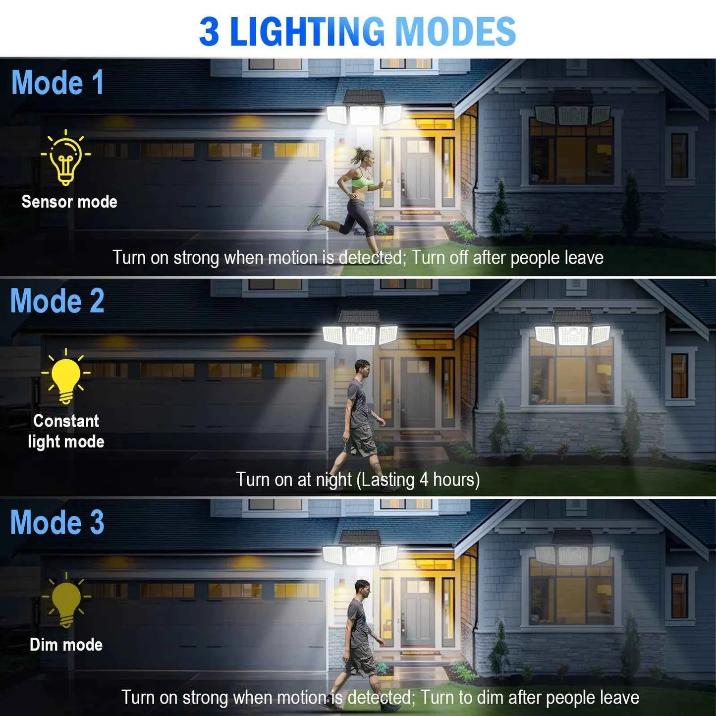 🌙 2500LM Solar Lights | Motion Sensor Outdoor Security Lighting