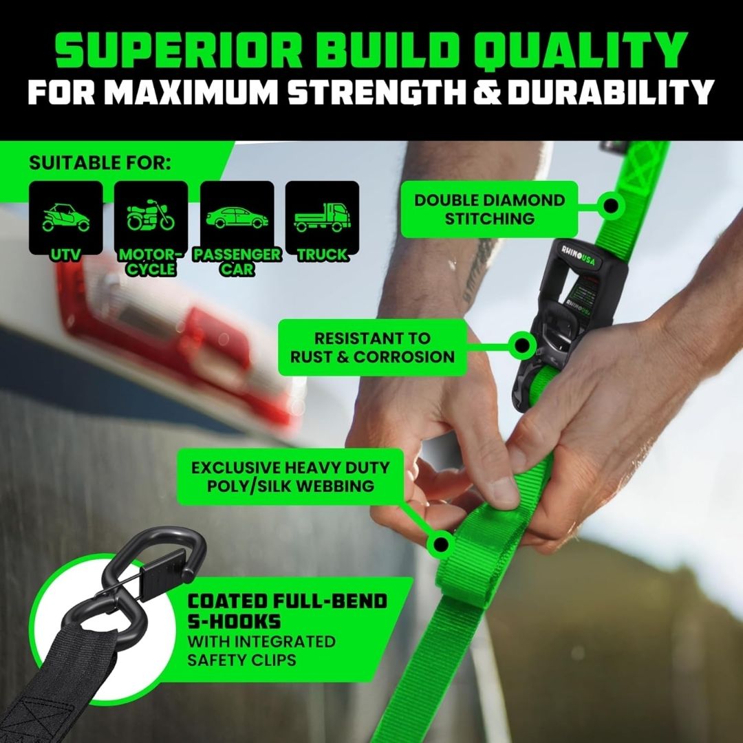 🔧Retractable Ratchet Straps | Heavy Duty Tie Down Set