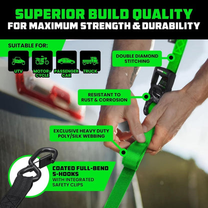 🔧Retractable Ratchet Straps | Heavy Duty Tie Down Set