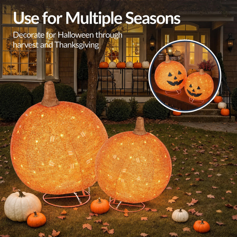 2-in-1 Lighted Pumpkin Set: Perfect Decor from Halloween to Thanksgiving! ✨