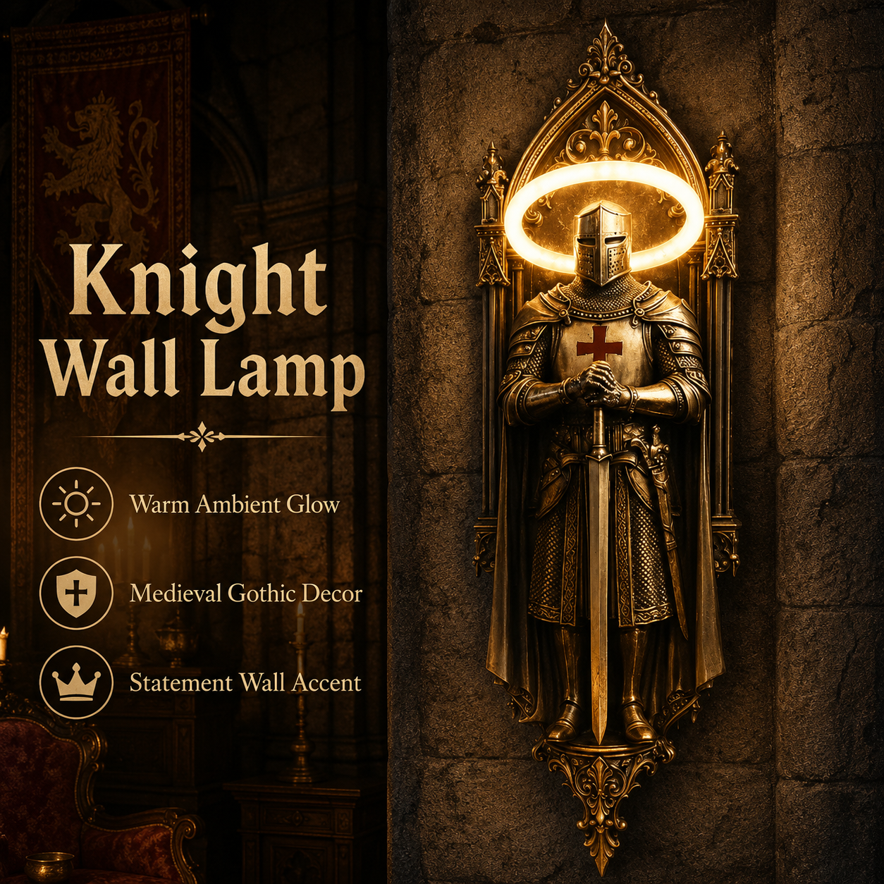 🛡️Illuminate Your Space With The Honor-Knight Wall Lamp✝️⚔️