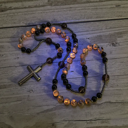 📿Natural Rosary Necklace - UV Reactive Energy Protection Healing Crystal💎