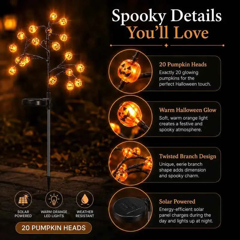 🎃 Pumpkin Solar Stake Lights  – Light Up Your Halloween Yard 🎃✨