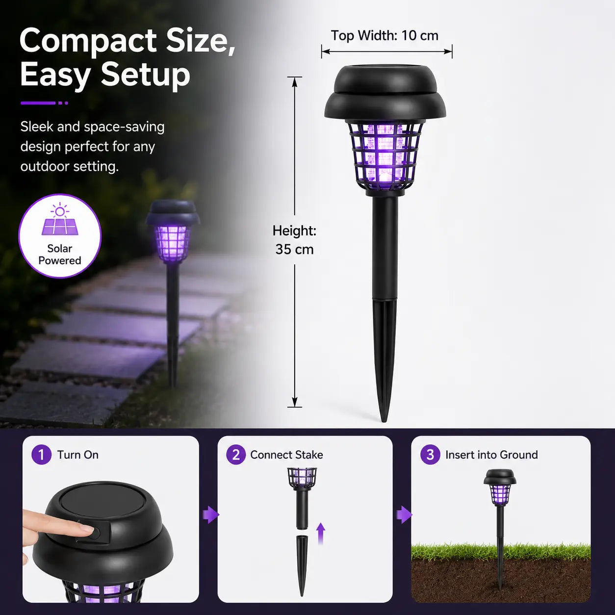 🦟 Solar Mosquito Zapper Light | Outdoor UV Insect Killer Lamp