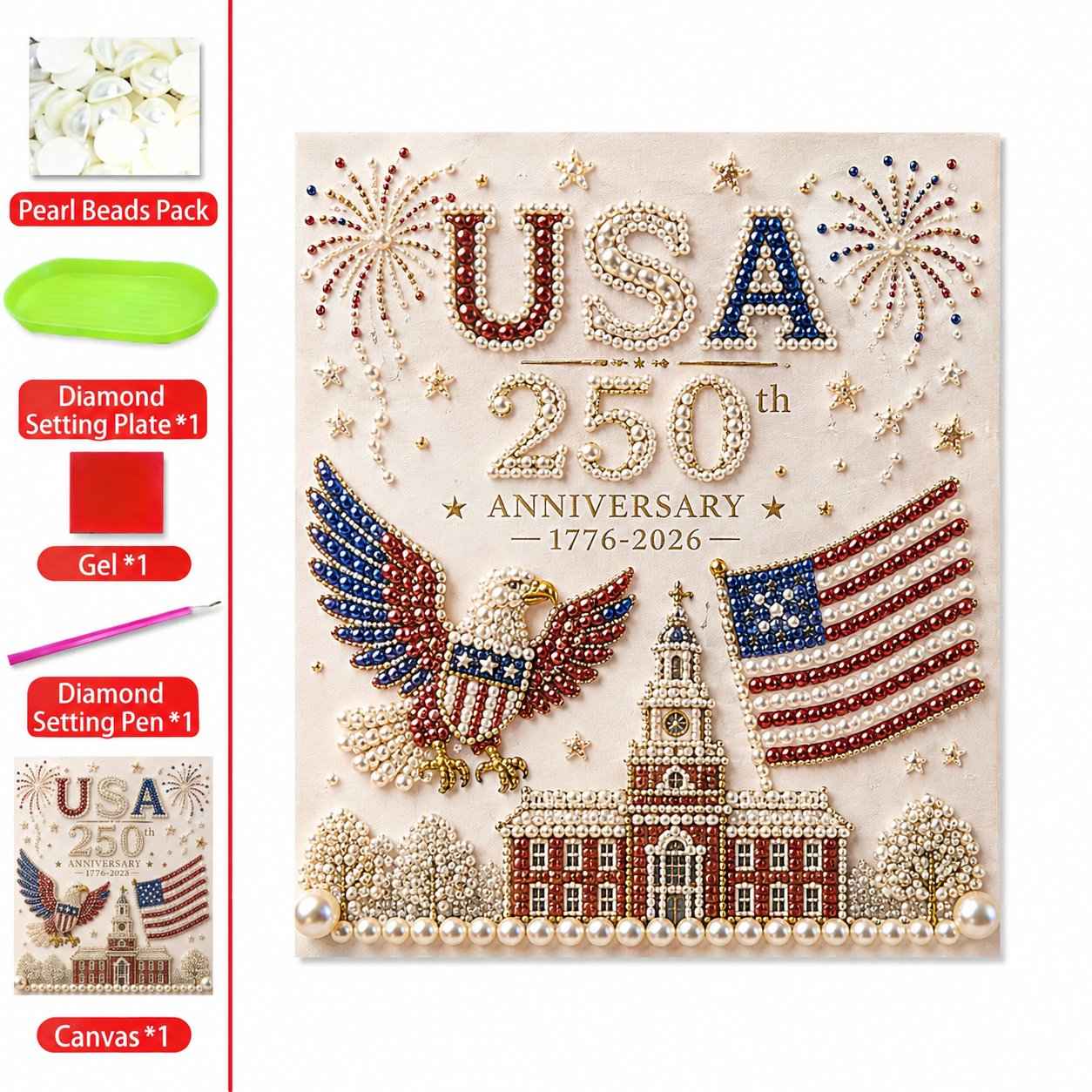 🔥Hot Sale 50% OFF-🥳 🇺🇸 USA 250th Anniversary DIY Pearl Painting Kit ✨❤️‍🔥