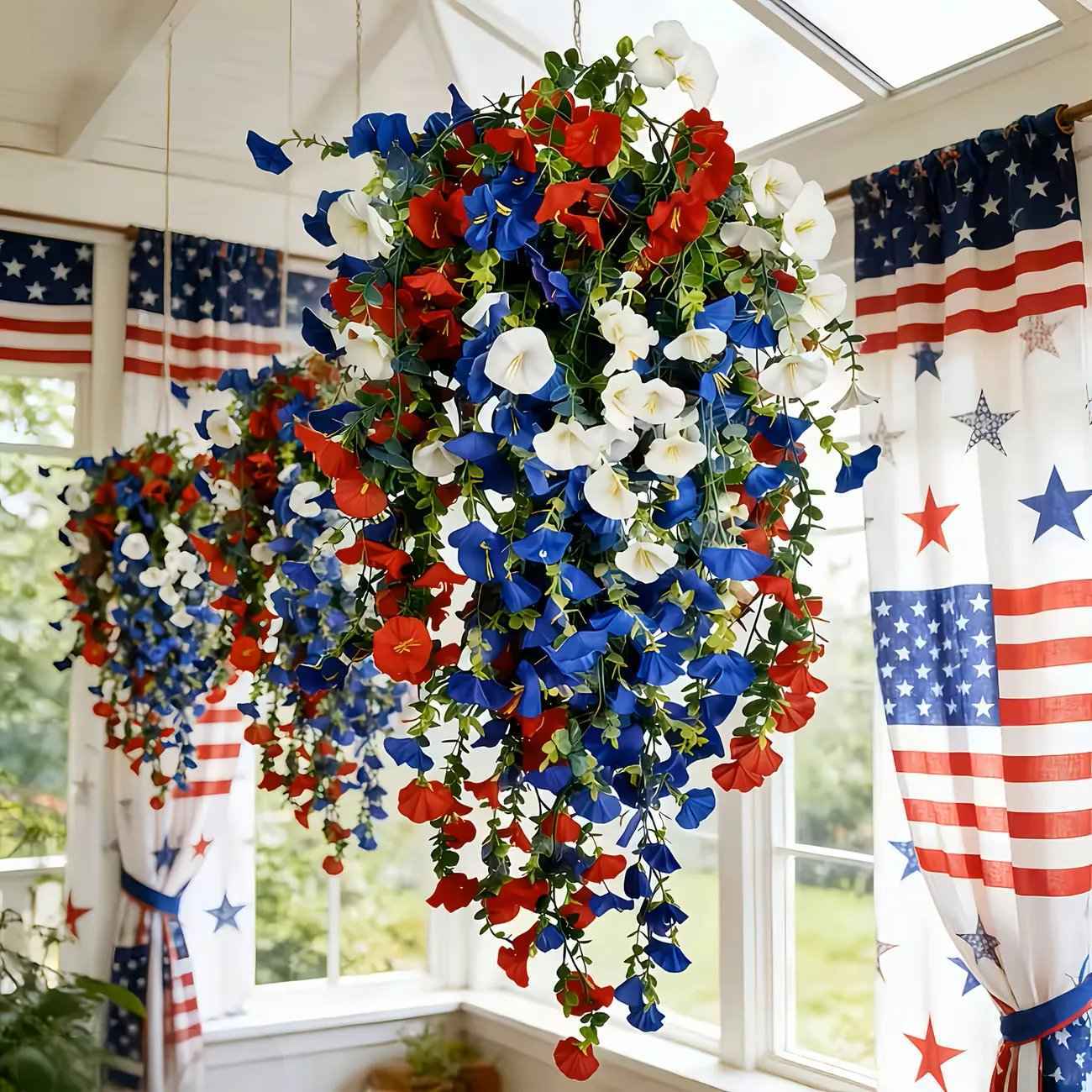 🇺🇸✨ Celebrate America’s 250th Anniversary with Patriotic Hanging Flower Baskets 🌸🎆