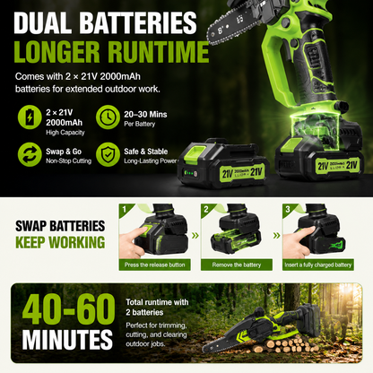 🔋 8-Inch Cordless Mini Chainsaw – Powerful Tree Trimming & DIY Cutting Tool