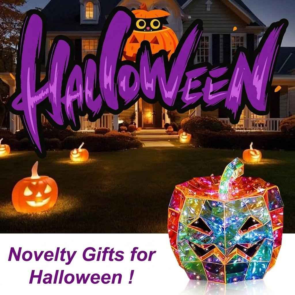 🎃 Prism Pumpkin Night Light | Iridescent LED Halloween Decor