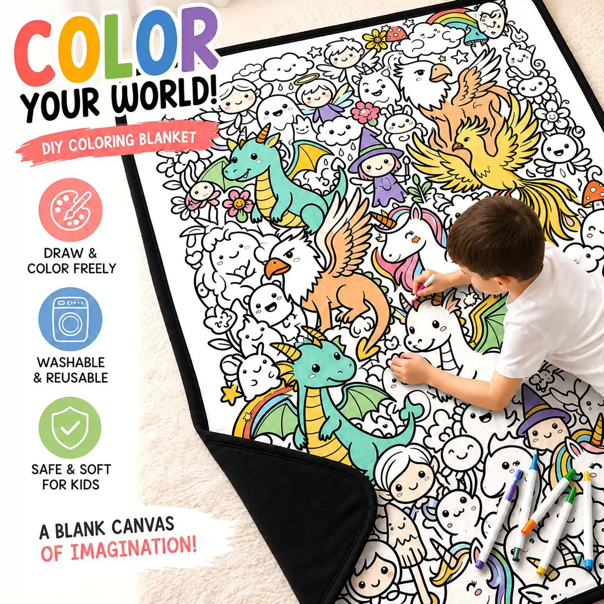 Ahlwo™ Coloring Blanket🖍️ Color It. Wash It. Repeat It! 🔄✨