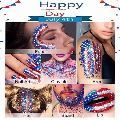 Last Day Promotion!🎁🦅4th of July Glitter Stick✨🔔 Red, White & Blue Body & Hair Sparkle