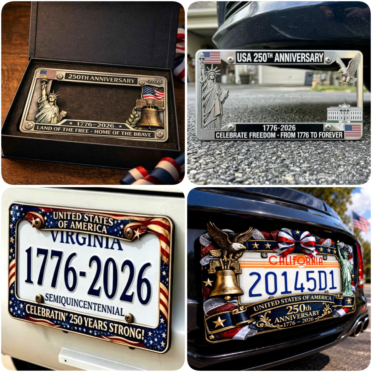 🔥 49% OFF Today Only 🗽🇺🇸 250th Anniversary Commemorative License Plate Frame🚗