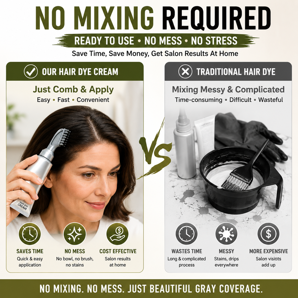 🔥Hot Sell TODAY | Instant Gray Coverage Hair Dye Comb for Men & Women