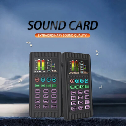 🎤 Portable Live Sound Card & Voice Changer | Multi-Functional Audio Mixer for Streaming, Gaming & Recording