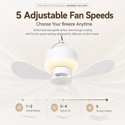 🌟2-in-1 Rechargeable Camping Lantern & Fan – Portable, Hangable & USB Rechargeable