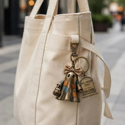 👻50% OFF Halloween Boo Crew Ghost Keyring Floral Bow Patch Ghost Pumpkin Bag Decor Charm