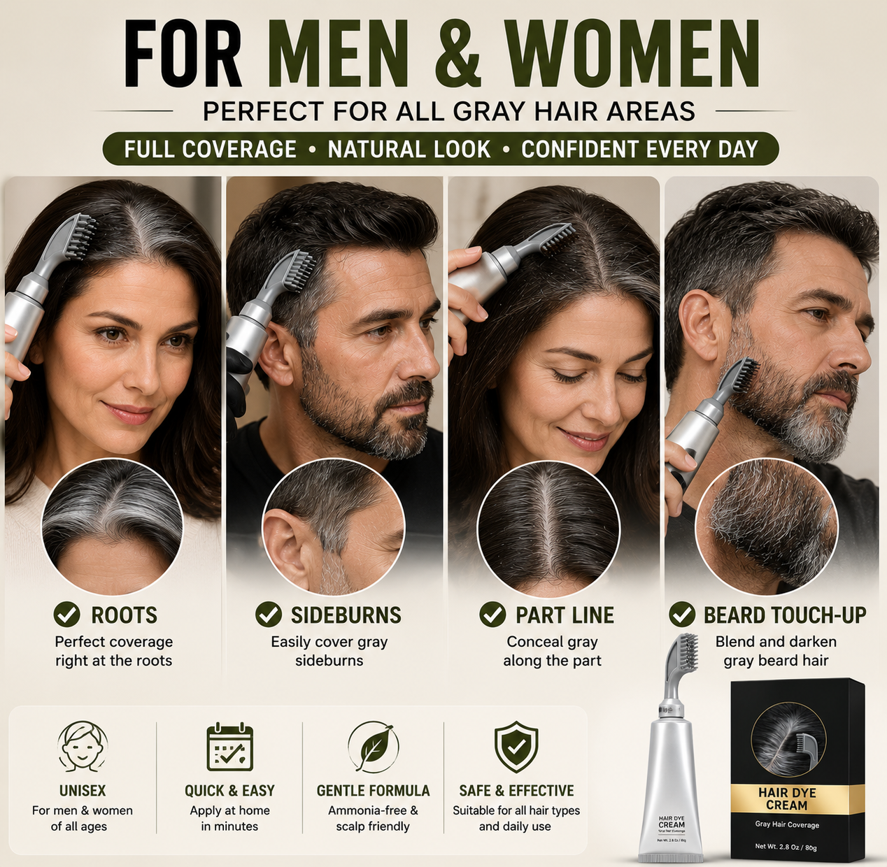 🔥Hot Sell TODAY | Instant Gray Coverage Hair Dye Comb for Men & Women